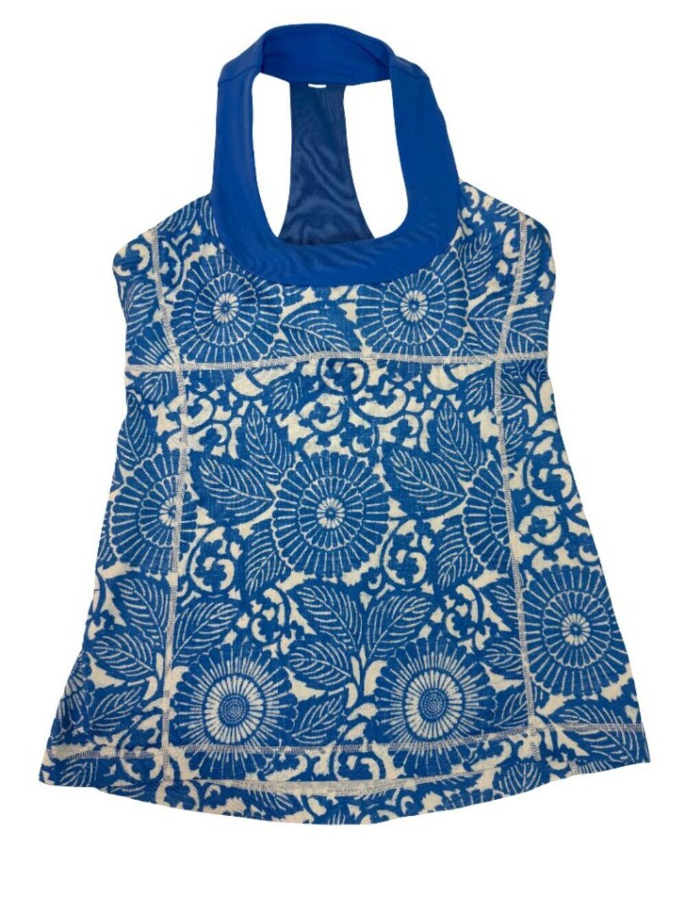 Lululemon Women’s Blue Floral Athletic Tank Top Racerback Yoga Workout Excellent